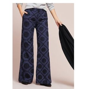 Embroidered Eyelet Wide-Leg Pants NWT